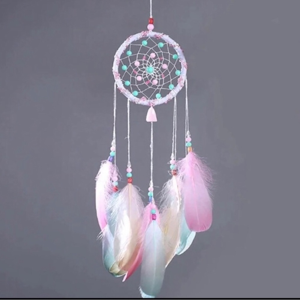 Pastel Feather Dreamcatcher - Pink, Mint & White